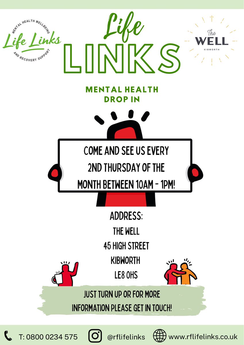 Today Life Links are at The Well between 10am - 1pm! Come and see us to chat to a member of the team!💚 <a href="/TheWellKibworth/">The Well Kibworth</a>