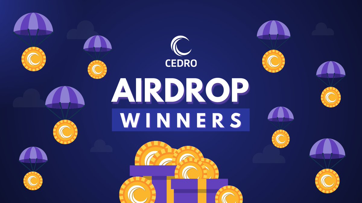 🔥Our $1000 USDT #Airdrop rewards have been distributed 🔥

Here is the winners' list - bit.ly/cedroairdropli…

Congratulations to the winners! 🤗

To keep up with more of these campaigns, join our Discord.🚀
discord.gg/cedrofinance