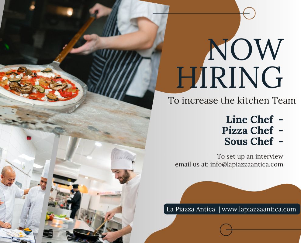 LaPiazzaYork's tweet photo. 👨‍🍳👩‍🍳 Attention all chefs! Our restaurant is hiring for Line, Pizza, and Sous Chefs. If you're passionate about food and thrive in a fast-paced kitchen, we want to hear from you! 🍕🥘 Send us your CV and join our dynamic team today. #chefjobs #nowhiring  
info@lapiazzaantica.com https://t.co/s6ZRvSgldR