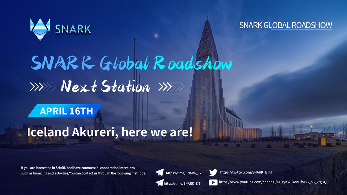 SNARK_ETH's tweet photo. We were in Akureyri, Iceland on April 16
SNARK's road show will be presented here

If you are interested in SNARK and have commercial cooperation intentions such as financing and activities, you can contact us through the contact information below. https://t.co/EZJO4mjtec