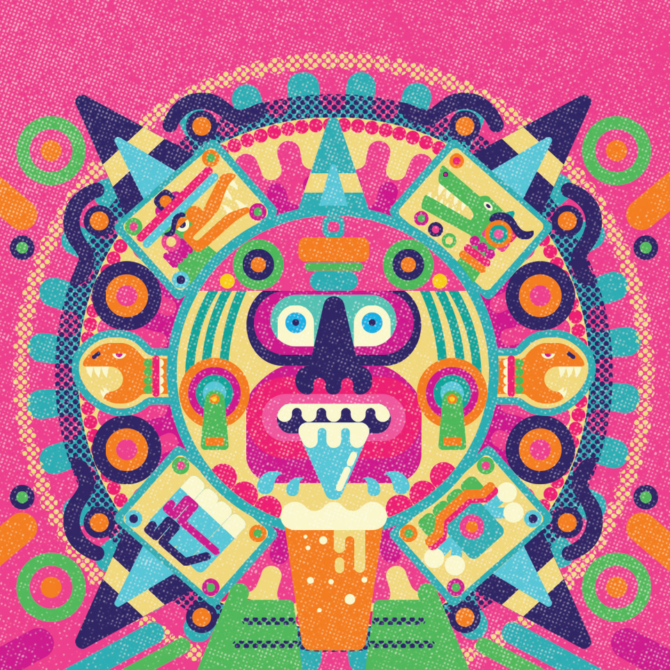 pencilrobot's tweet photo. New beer can design for Avant-Garde Brasseurs in Canada. Mlatelpopec is an imperial aztec lager with dark cacao vanilla flavours. #illustration #beer #beercandesign #labeldesign https://t.co/DpfWeYFuRW