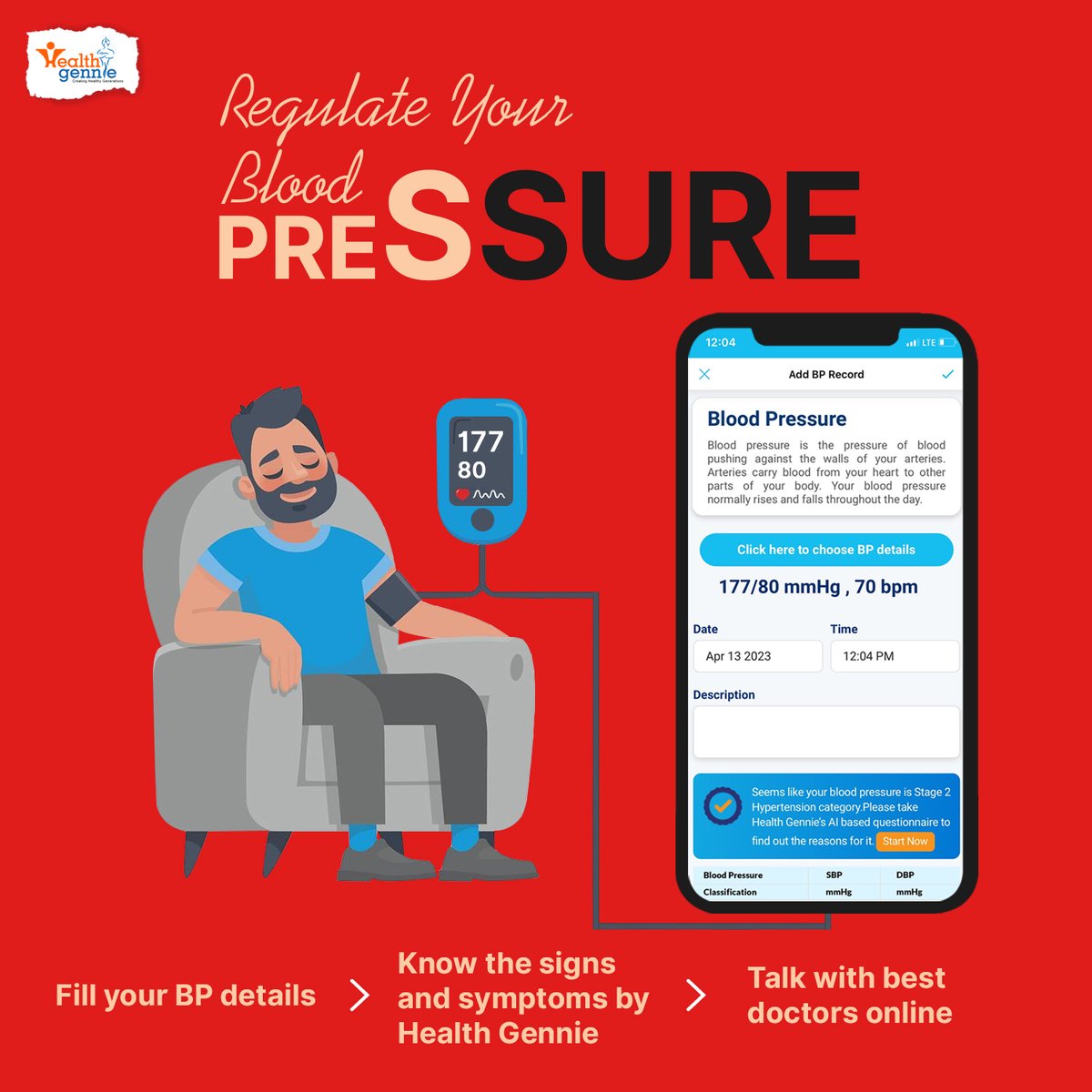 healthgennie1's tweet photo. Does your SBP range around 120-139? Then it is a state of Prehypertension and Health Gennie will recommend you the best fit health plans for you.
.
.
#healthcare #highbloodpressure #lowbloodpressure #bp #prehypertension #check #monitorbp https://t.co/98aejgxKyS
