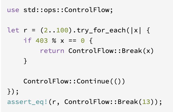Rustにstd::ops::ControlFlowがあるの知らなかった
doc.rust-lang.org/stable/std/ops…