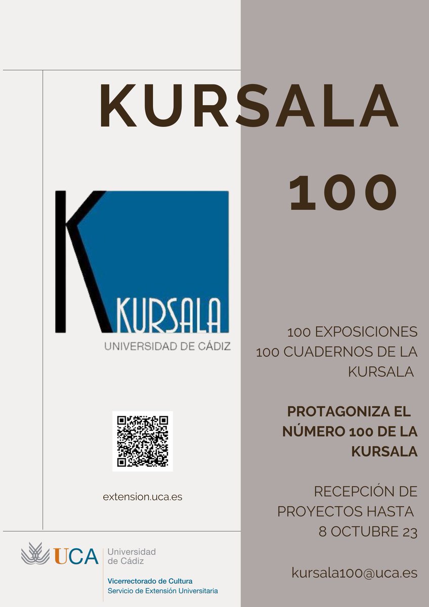 Extension UCA (@ucaextension) on Twitter photo 📸 El Servicio de Extensión Universitaria del Vicerrectorado de Cultura de <a href="/univcadiz/">Universidad de Cádiz</a> convoca “Kursala 100” con motivo del centenario del proyecto. Se pueden presentar proyectos de fotografía de autor/a hasta el 8️⃣ de octubre: ow.ly/wQHq50NiG1A
#UniversidaddeCádiz 📸 El Servicio de Extensión Universitaria del Vicerrectorado de Cultura de <a href="/univcadiz/">Universidad de Cádiz</a> convoca “Kursala 100” con motivo del centenario del proyecto. Se pueden presentar proyectos de fotografía de autor/a hasta el 8️⃣ de octubre: ow.ly/wQHq50NiG1A
#UniversidaddeCádiz
