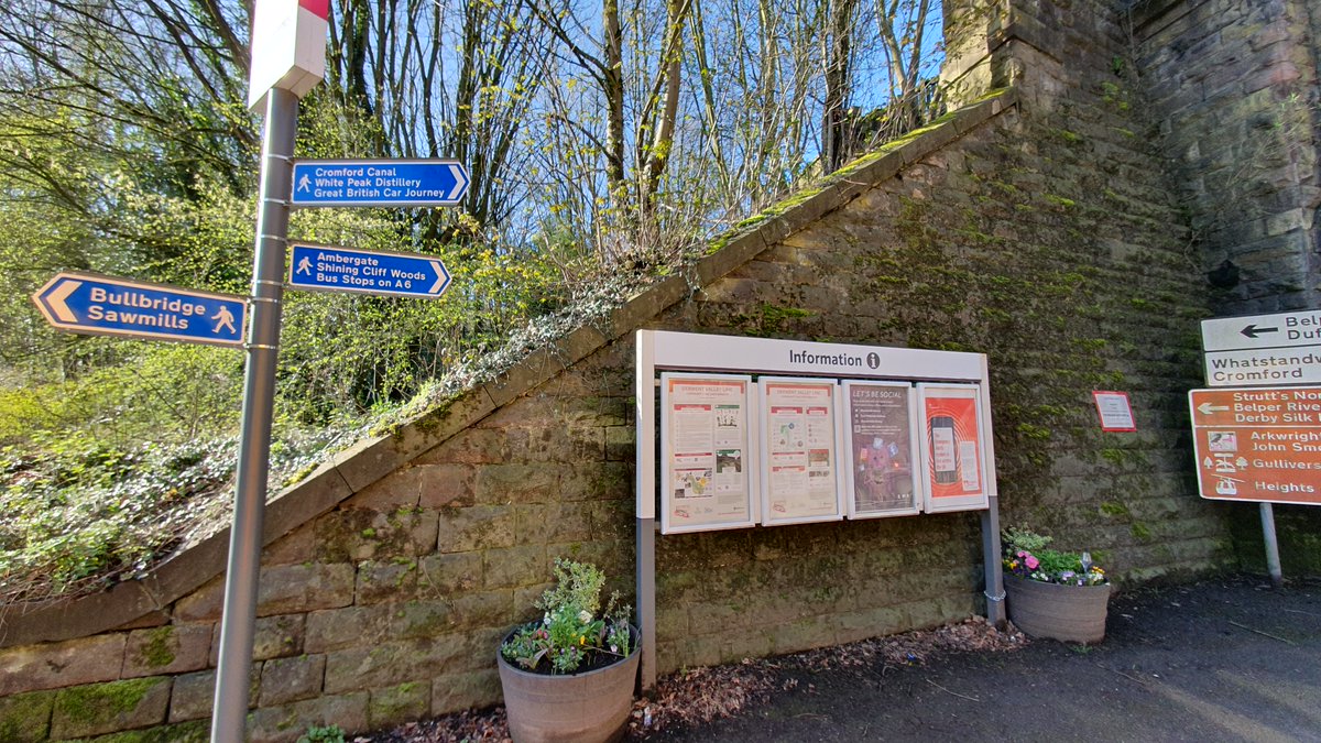 DVLrail's tweet photo. #CommunityRail Officer Alastair gave the posters a spring refresh at some of the #DerwentValley line stations, inc #Ambergate, #Belper, #Cromford, #Duffield and #Whatstandwell. They're looking fantastic in the spring sunshine 🌼
 
#Derby #Nottingham #Derbyshire #SpringClean https://t.co/HPIoGWzzXt