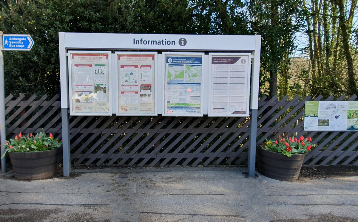 DVLrail's tweet photo. #CommunityRail Officer Alastair gave the posters a spring refresh at some of the #DerwentValley line stations, inc #Ambergate, #Belper, #Cromford, #Duffield and #Whatstandwell. They're looking fantastic in the spring sunshine 🌼
 
#Derby #Nottingham #Derbyshire #SpringClean https://t.co/HPIoGWzzXt