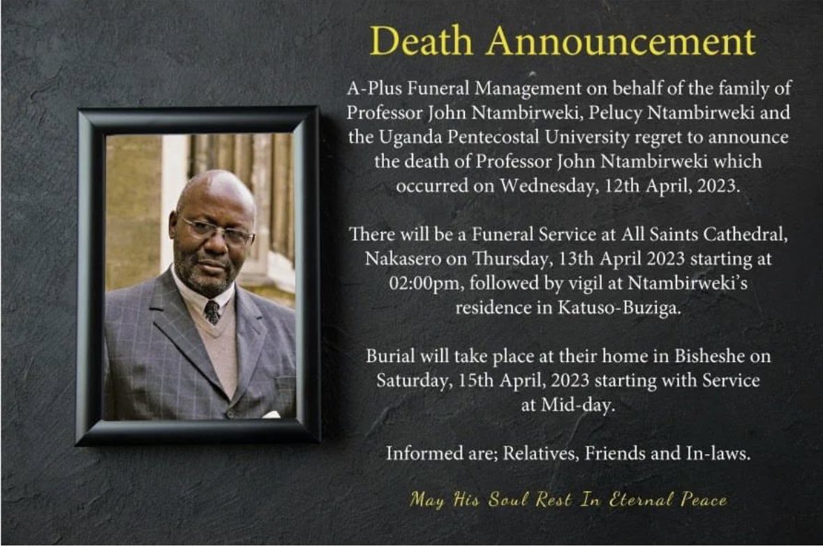 AndrewMwenda's tweet photo. Prof John Ntambirweki is dead. John taught me international law and MUK. He was one the best lecturers in whose class I sat -  from SOAS to LSE, Stanford to Yale and Oxford. He stood out as an intellectual giant among the best in the world’s bestest universities. https://t.co/KgDJsA2lg8