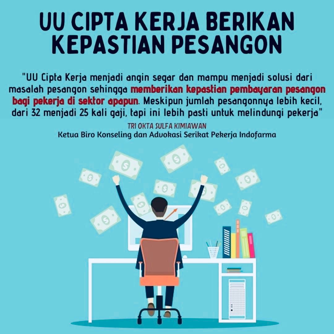 WaterForArms's tweet photo. UU Ciptaker pastikan regulasi pemberian pesangon bagi karyawan terdampak PHK #UUCiptaKerja #DukungUUCiptaker #CiptakerSejahterakanRakyat #CiptakerMembangunIndonesia https://t.co/wcmNWPKHCS