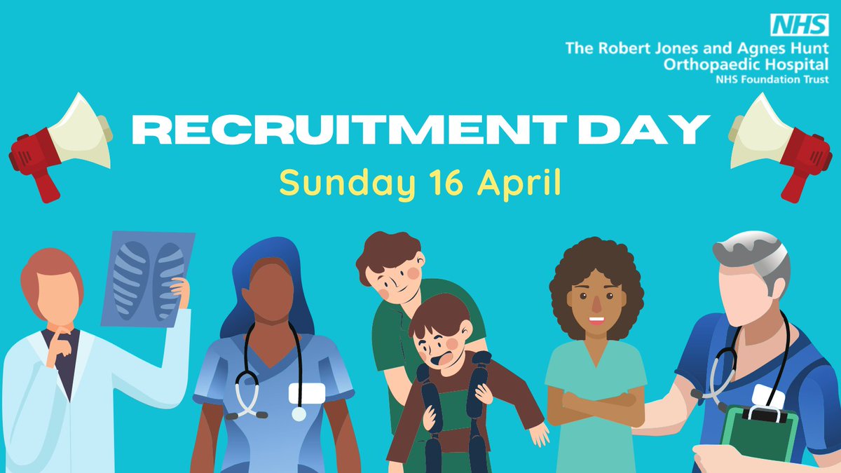 RJAH_NHS's tweet photo. Come along to our recruitment day this Sunday (16 April) &amp; be part of #TeamRJAH 👏

We're recruiting Nurses, ODPs, Radiographers, OTs, Physiotherapists, Pharmacists, Orthotists, Ward Housekeepers, Cleanliness Technicians &amp; Catering Assistants!

More here: https://t.co/0FPXLuN3y8 https://t.co/4swWL8O2dv
