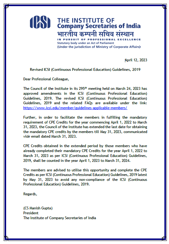 FcsNitin's tweet photo. Revised ICSI (Continuous Professional Education) Guidelines, 2019. https://t.co/JQJxMhUezb