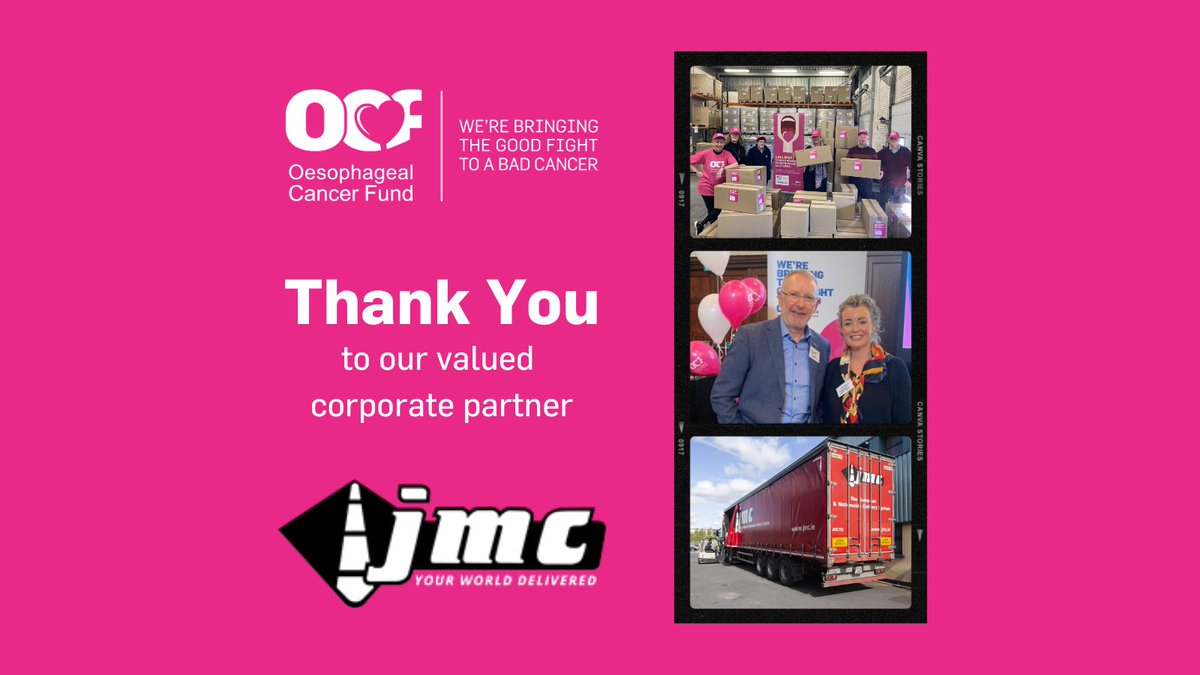 Thank you to <a href="/JMC_Ireland/">JMC</a> who have been providing vital support to the OCF through their partnership for over 2 decades.

Lollipop Day, in particular, would not happen each year without JMC and their support, generosity and commitment to the fight against Oesophageal Cancer