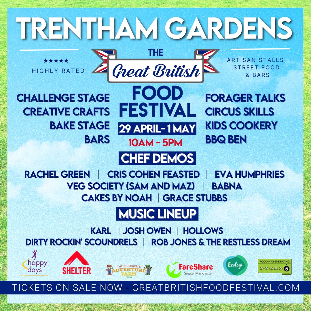 📢 TRENTHAM LINE UP IS HERE

We have an amazing line up of celebrity and local chefs, bake off stars and talented musicians to keep you entertained throughout the whole festival, we can't wait!

🎟️- greatbritishfoodfestival.com