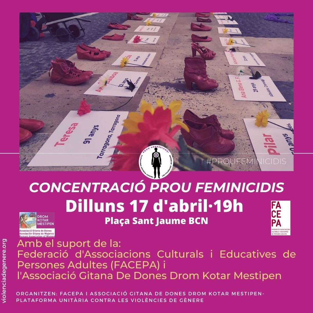 El próximo lunes nos vemos en la calle para denunciar las violencias machistas y los feminicidios.

Lunes 17 Abril
19.00
Placa Sant Jaume, Barcelona

Compartáis la convocatoria con vuestra red.