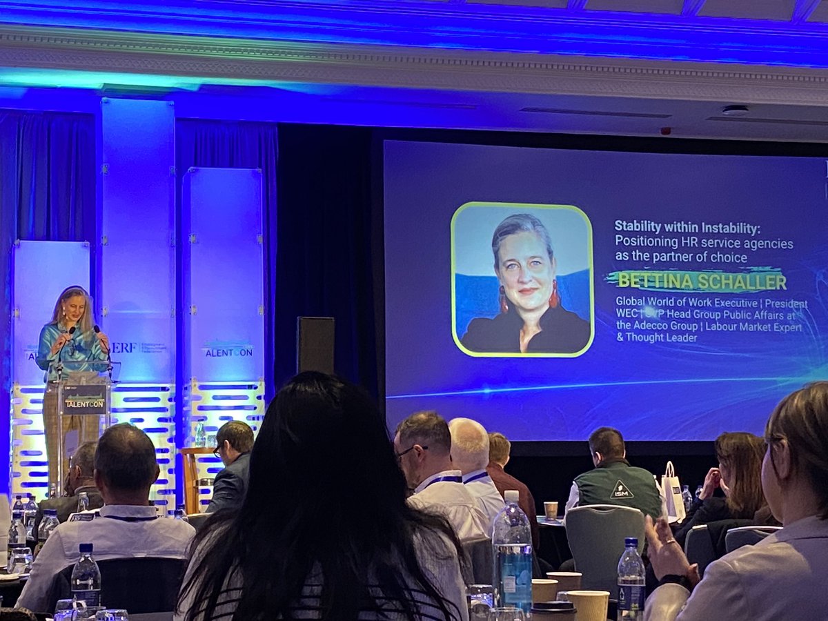 PaulaFeeneyinc's tweet photo. The @ERFIreland #TalentCon23 event has opened with a insightful keynote by @beschabo as she spoke of the key role our industry plays in crafting stability through instability #ai #warontalent #humancentric https://t.co/5C1LpTawQ0