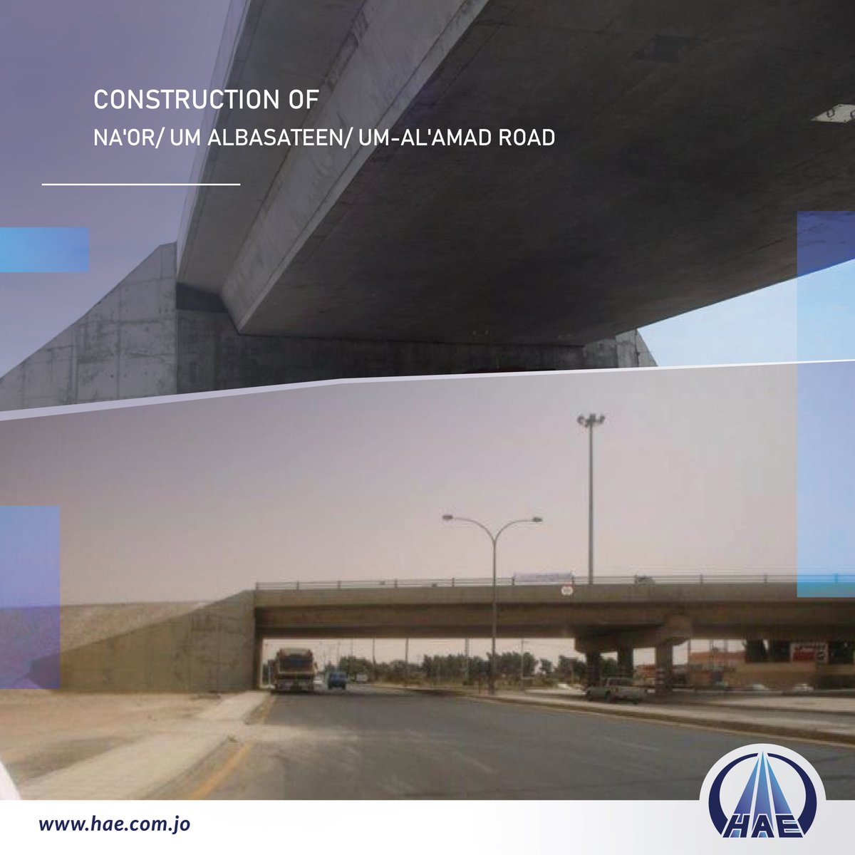 طريق ناعور / أم البساتين / أم العمد 2007
CONSTRUCTION OF NA'OR / UM-AlBASATEEN/ UM-AL'AMAD ROAD 2007
للمزيد : hae.com.jo/node/108

#Hussein_Atieh_and_Sons_Co. #hae #Jordan
#نمضي_قدماً_لمستقبل_مزدهر #الأردن #حسين_عطية