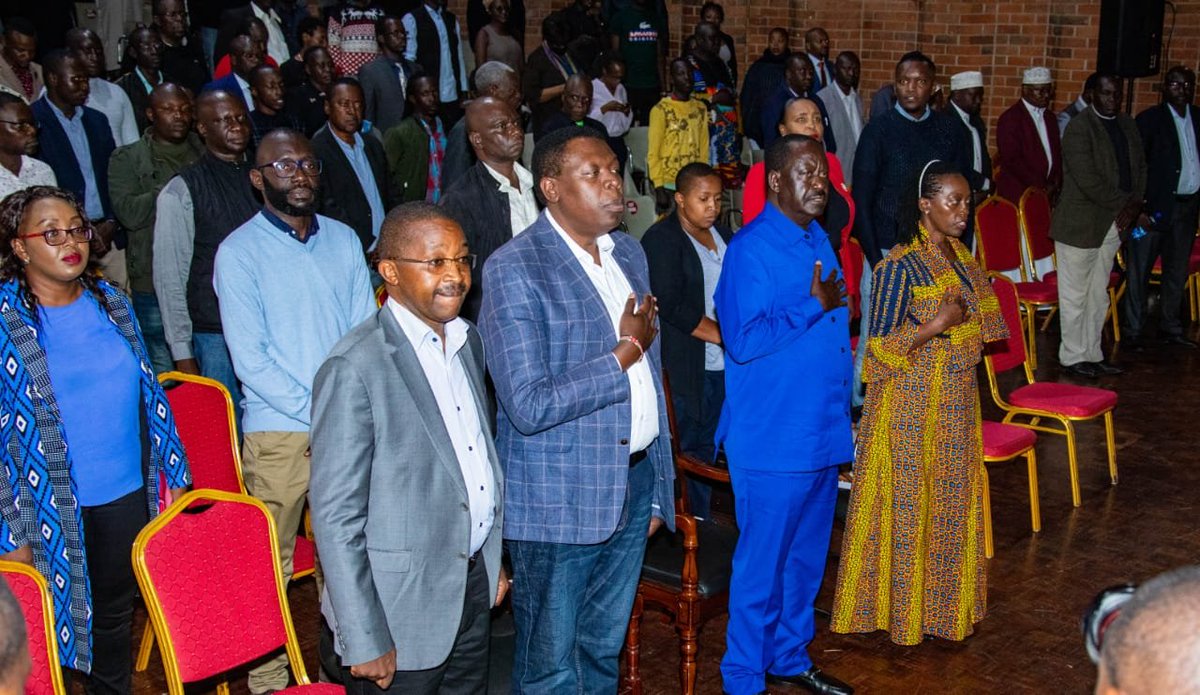 SiasaLab's tweet photo. Azimio La Umoja leaders, led by the Rt. Hon. Raila Odinga, are present at a gathering of multi-sectoral leaders that the civil society is hosting at Ufungamano Hall.
We should all put our heads together to bring down the cost of living for the common mwanainchi.
#FriendsOfRaila https://t.co/9dsT5t5AF2
