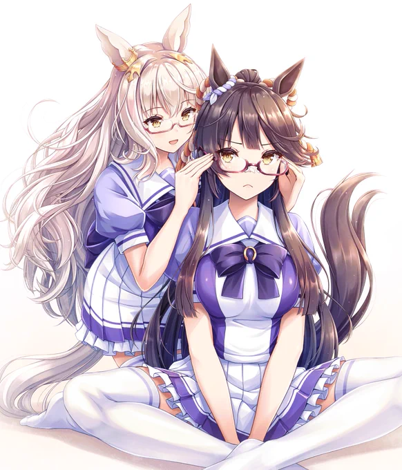 ナリタブライアンに自分のコラボメガネをかけようとするビワハヤヒデ #ウマ娘 
