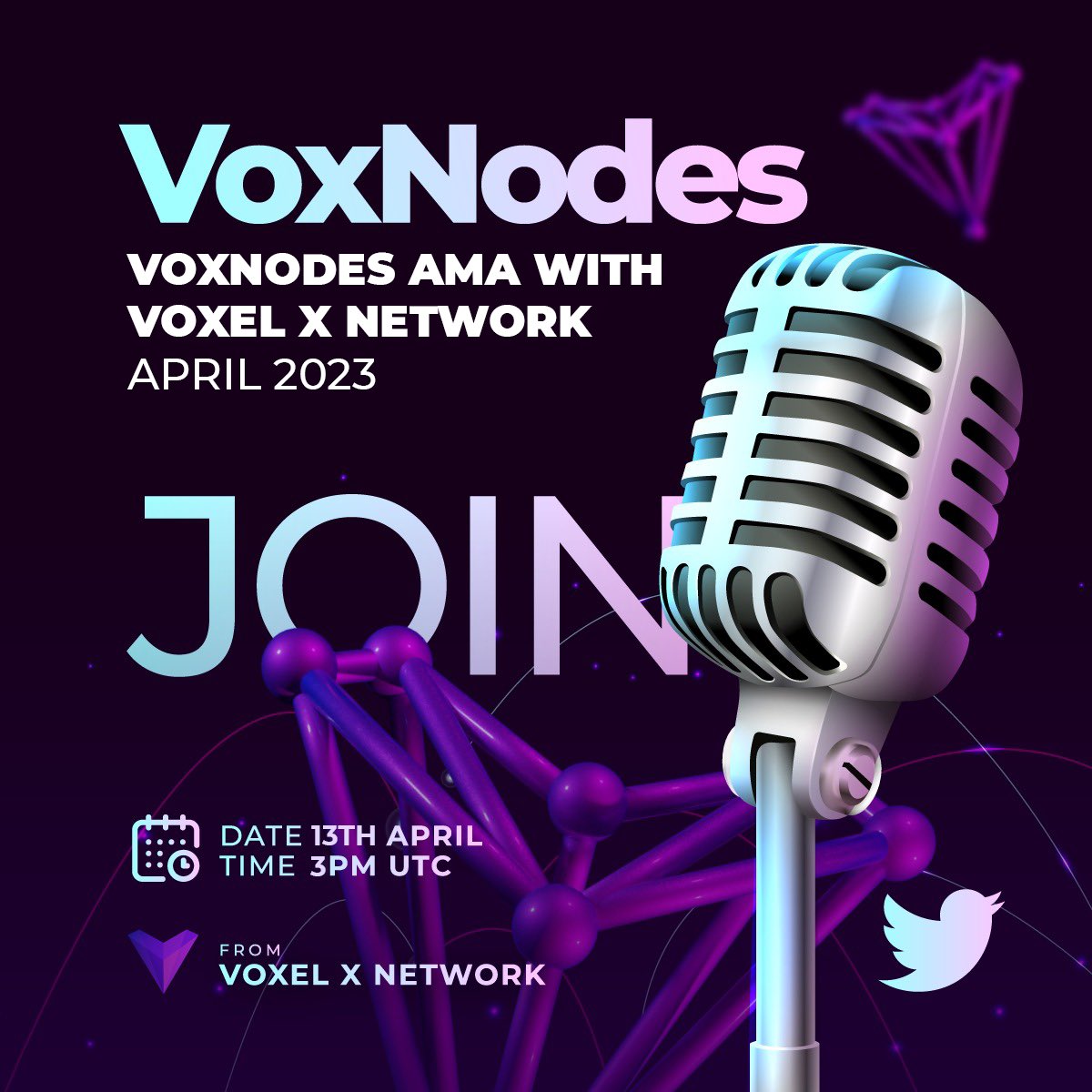 VoxelXnetwork's tweet photo. Join us for an exciting Twitter Spaces AMA session on April 13, 3 PM UTC, where we'll answer all your burning questions.

Don't miss out on this opportunity to connect with the @Voxelxnetwork community!

https://t.co/pjJ1YT4VaE https://t.co/Oiseyl3363