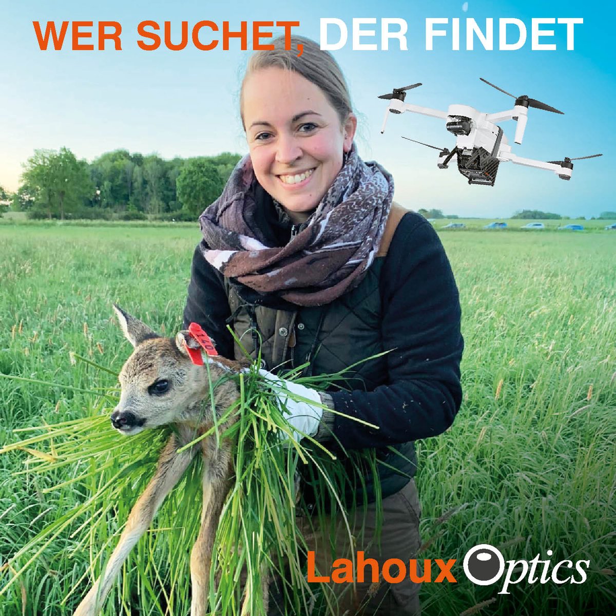 WHO SEEKS, FINDS
With the new Lahoux Buzzard drone, fawn rescue can be made more efficient. Thanks to the thermal imaging technology, a meadow can be effectively searched for fawns before mowing.
lahouxoptics.com/producten/Buzz…