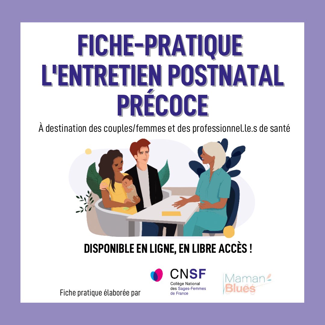Coll_SageFemme's tweet photo. 📝 FICHE-PRATIQUE SUR L’ENTRETIEN POSTNATAL PRÉCOCE 

Cette fiche est un outil pratique, à destination des femmes et des couples, ayant pour vocation d’être proposée par les sages-femmes et les professionnel.le.s de santé. 

#EPNP #fiche #outilpratique #CNSF #MamanBlues https://t.co/IlHnmfITZJ