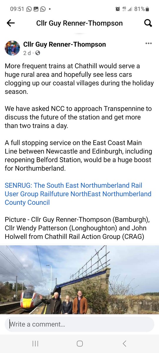RailfutureNEast's tweet photo. Great to see more voices joining in for better rail services to #Chathill in #Northumberland - perhaps this stretch of the ECML should be the 'Northumberland Coast Line'? #RailfutureNorthEast #ECML #NorthumberlandCoast #NorthumberlandCoastLine #NewcastleBerwickLine @SENRUG_2004 https://t.co/a2eyWSy8rg
