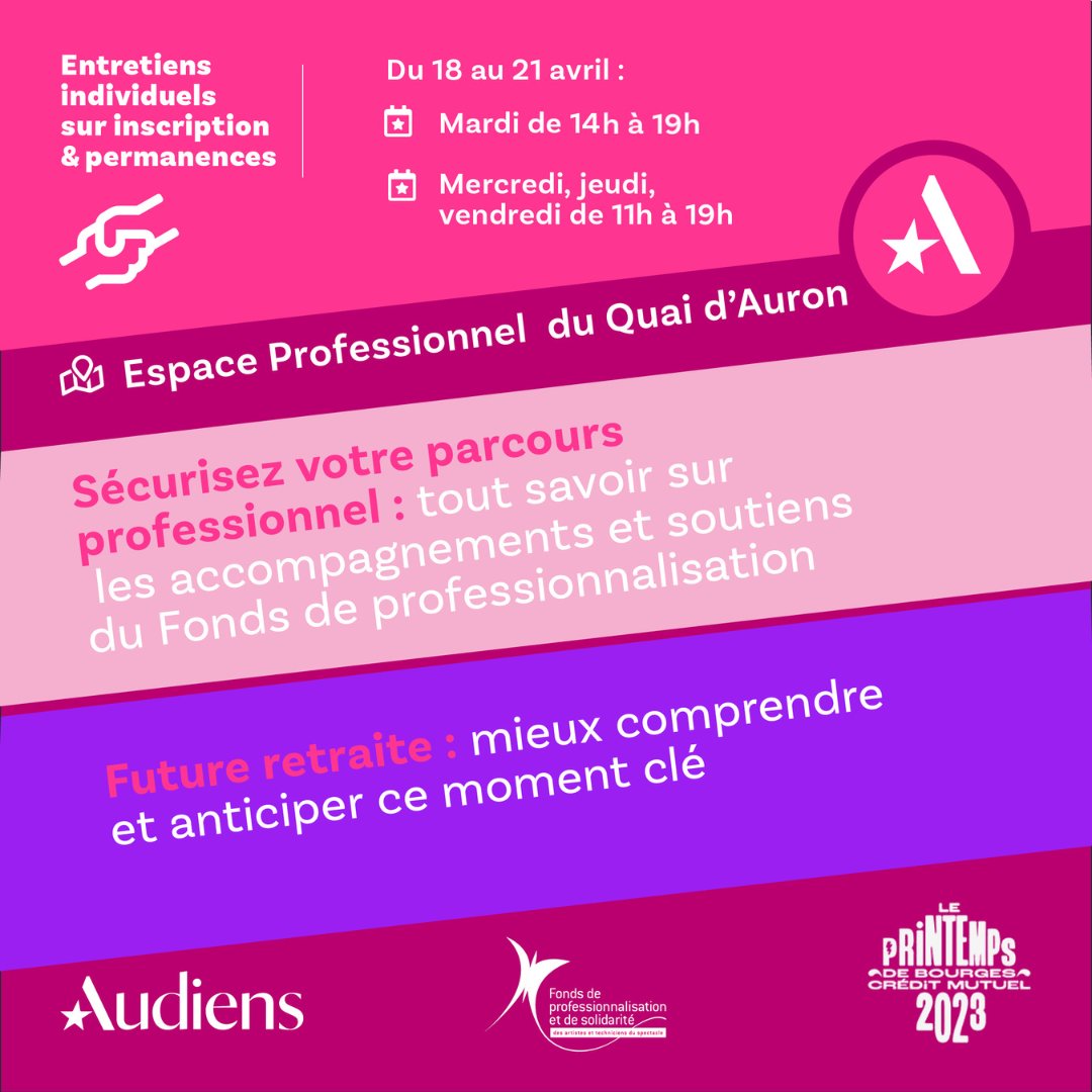 Côté Audiens, l’heure est aux derniers préparatifs. 👇 ✅ Notre équipe vous donne rendez-vous du 18 au 21 avril pour vous renseigner sur votre #parcoursprofessionnel, votre future #retraite et répondre à toutes vos questions #santé et #prévoyance.