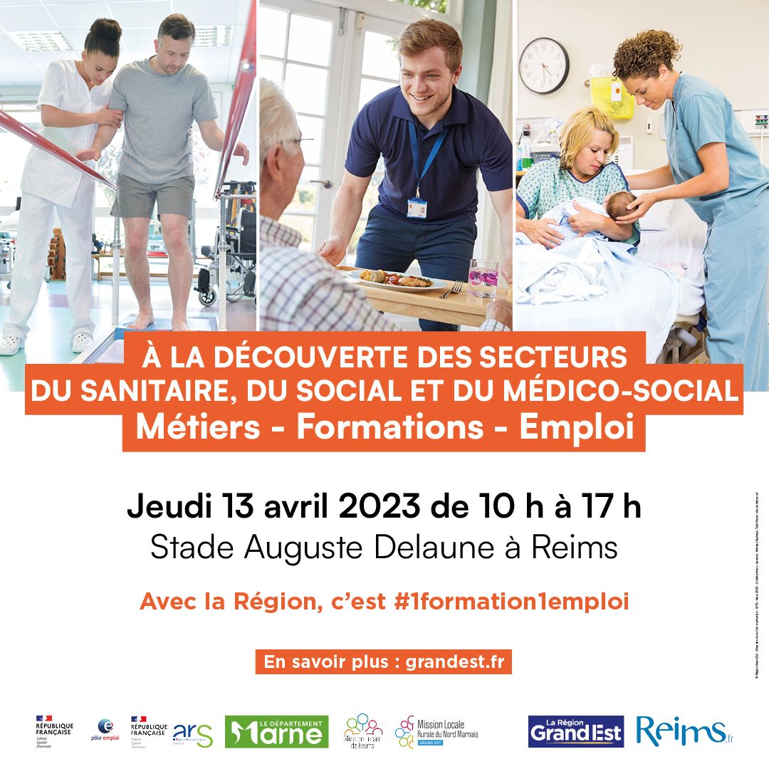 🏁Top Départ pour la journée dédiée au #recrutement des métiers du sanitaire, du social et du médico-social et le #JobDatingCHUDeReims !
📍10h à 17 h : forum emploi - Stade Auguste Delaune
📍de 16h à 19h30: Job Dating - <a href="/CHUdeReims/">CHU de Reims</a>
➡️Infos : swll.to/1OMdpl
 #IDE #AS