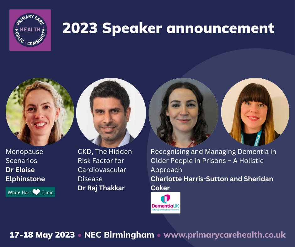 Join us and hear from industry specialists on programmes including Women's Health, Care of Older People and Cardiovascular Health. See the full conference programme: primarycarehealth.co.uk #PrimaryCareShow #PCPH2023 @EloiseElphinst1 @DrRajThakkar @CharlotteDemUK @sheridancoker78