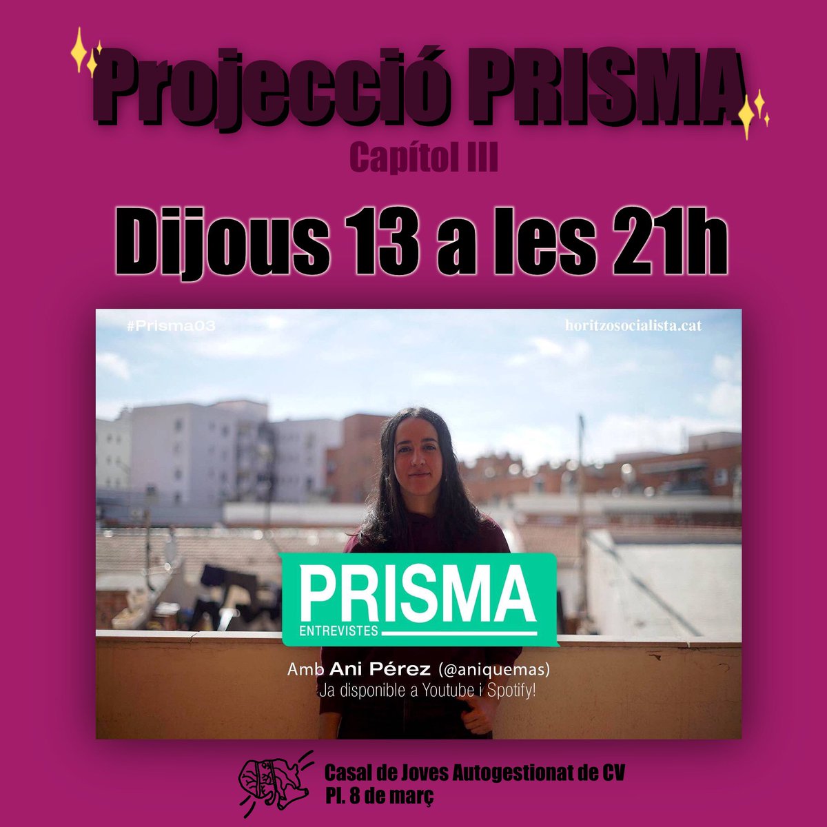 cjaciutatvella's tweet photo. 📣Aquest DIJOUS 13 a les 21H projectem el nou capítol de Prisma #Prisma03 al Casal, que parlarà sobre la crítica al sistema educatiu actual📣
Us hi esperem a totes💖 https://t.co/C3OzuRuR4j