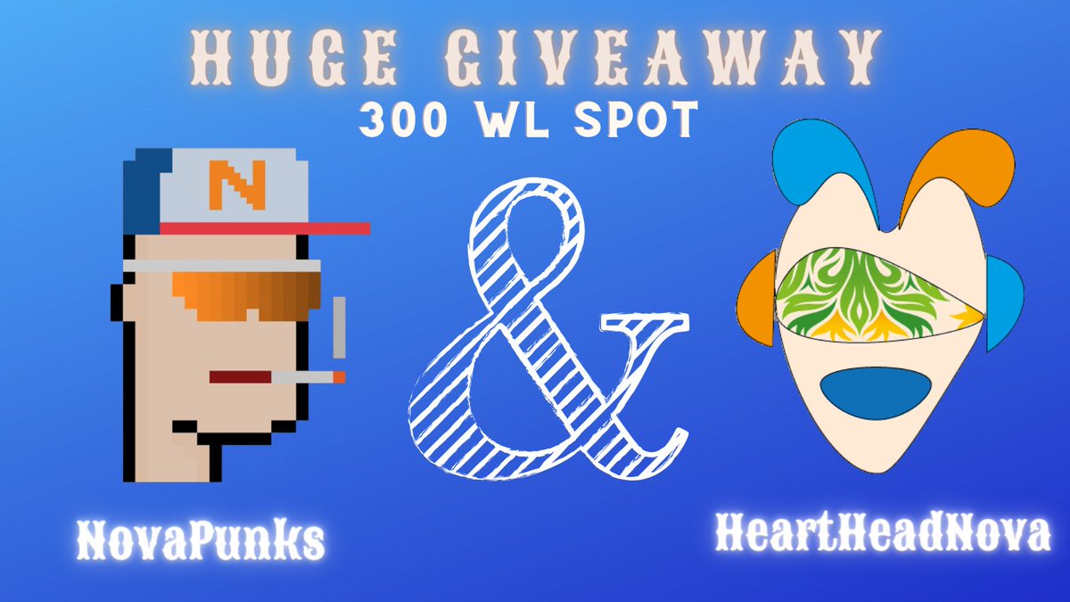 The last HUGE #giveaway before the launch <a href="/HeartHeadNova/">Heart Head NOVA</a> 

FIRST FREE 300 WL SPOT 😋

To enter ; 
🟢Follow : @novapunkss , @heartheadnova <a href="/ExhibitioMarket/">Exhibitio</a> 
🟢RT, Like Tag a 3 frens 
🟢Proof and wallet
↘️
  forms.gle/BaSVKHwaVCmGrE…

#Arbitrum #ArbitrumNova #Freemint $arb