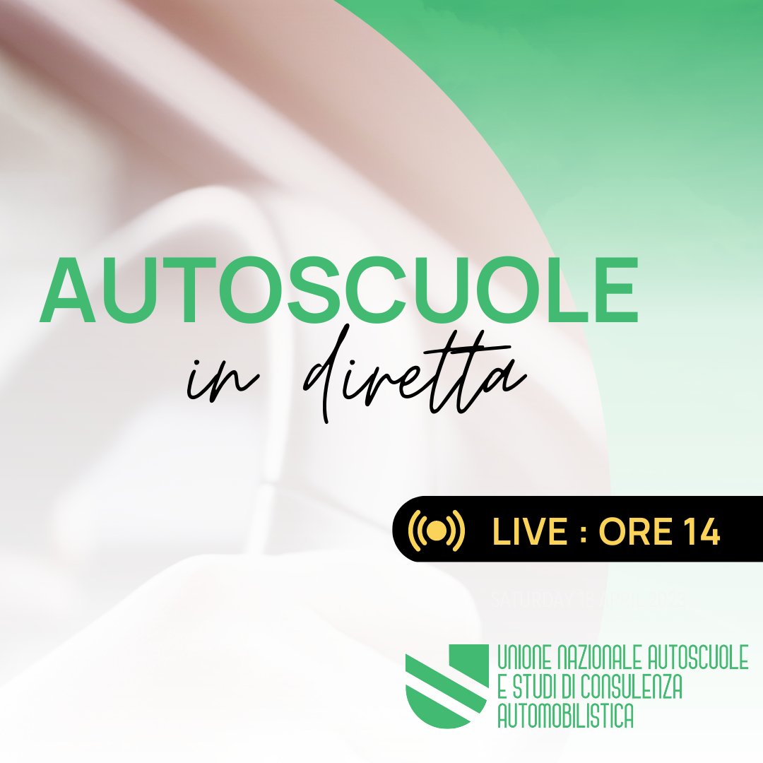 Unasca's tweet photo. 🟢📣AUTOSCUOLE IN DIRETTA 📣🟢
📅 DOMANI, 14 APRILE ore 14
Durante la diretta Facebook affronteremo il tema "La formazione dei conducenti. Strategia fondamentale degli obiettivi "Vision Zero e PNSS 2030".
Vi aspettiamo in diretta LIVE su Facebook!
#conducenti #visionzero https://t.co/PlzonAxFTq