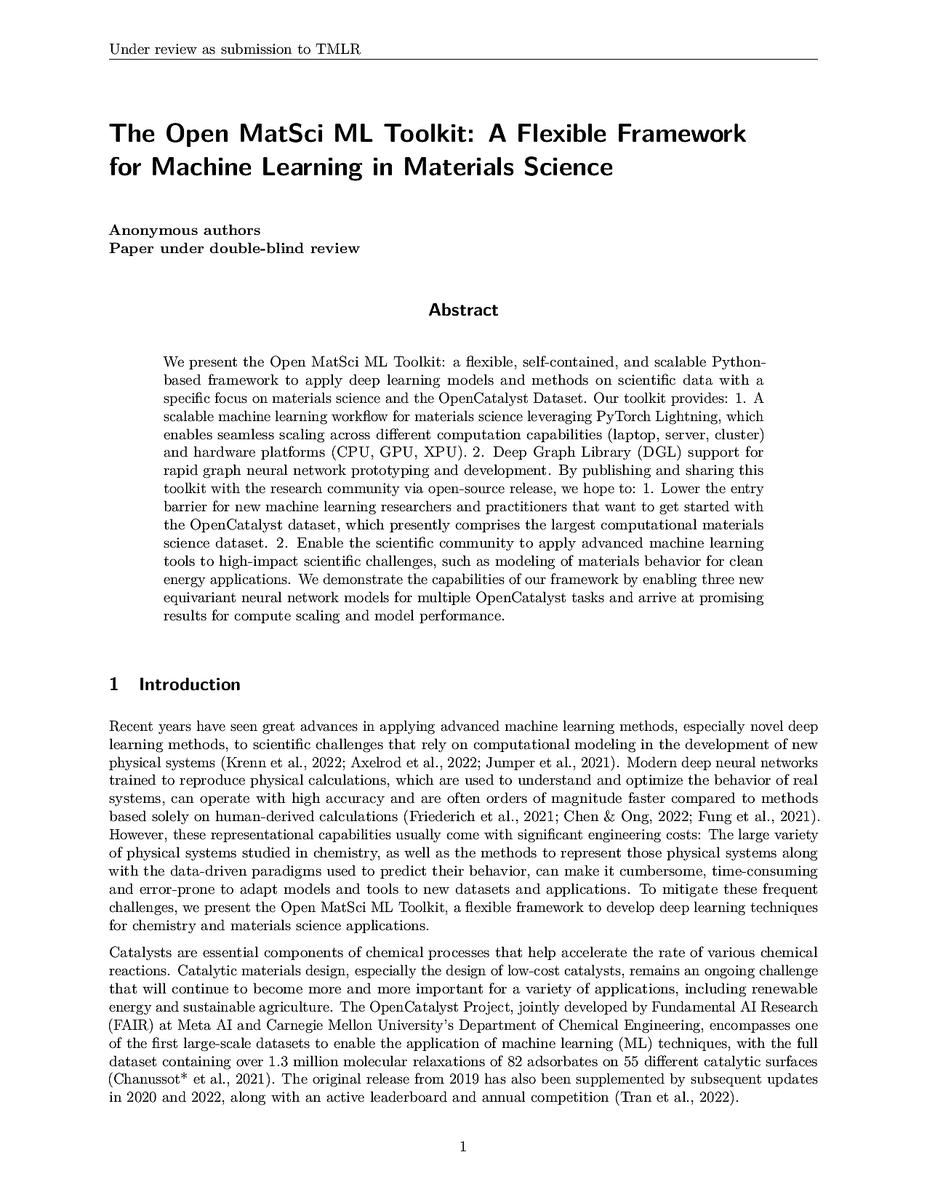TmlrSub's tweet photo. The Open MatSci ML Toolkit: A Flexible Framework for Machine Learning in Materials Science
https://t.co/8Y0OCSF0SF
#pytorch #opencatalyst #toolkit https://t.co/OVAyCPcJPm