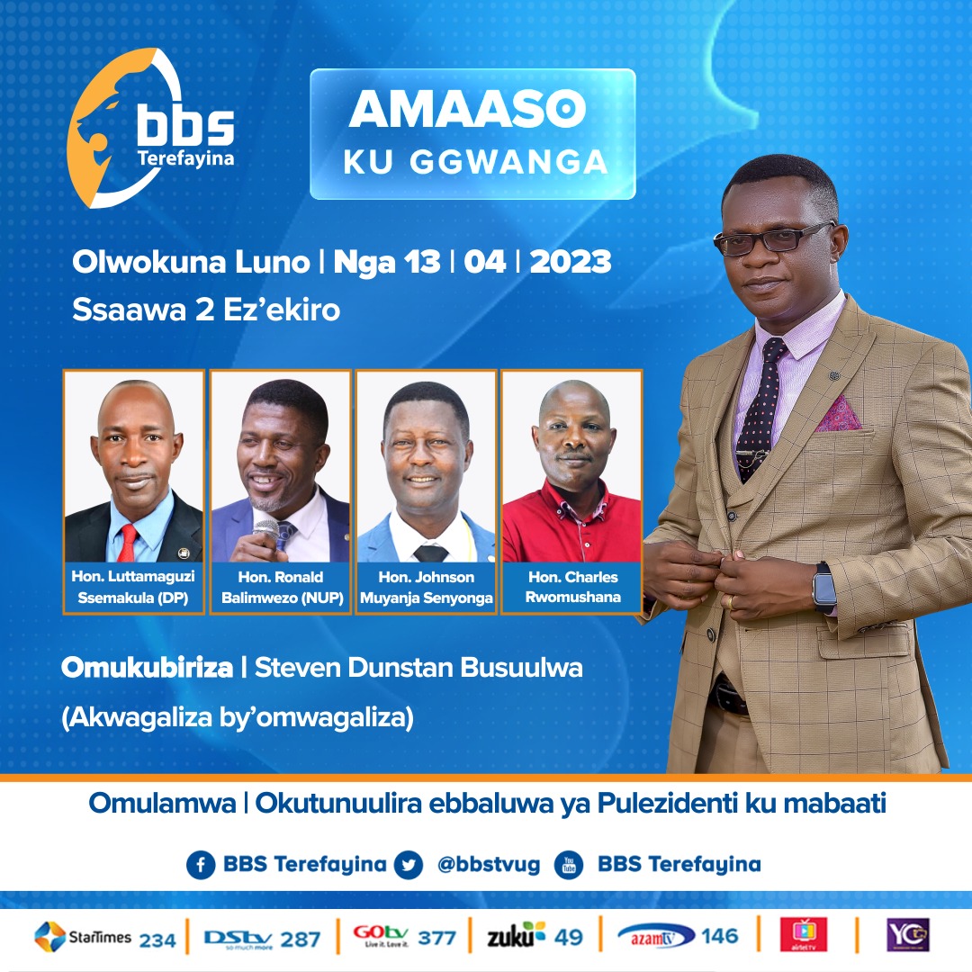 #AmaasokuGgwanga: Tonight on @bbstvug at 8:00pm. We are on. President Museveni vows to take political action against his ministers in the iron sheets saga: What is expected ? @RonaldBalimwezo @rwomchechen @HonLuttamaguzi and Hon. Muyanja Senyonga. SDB