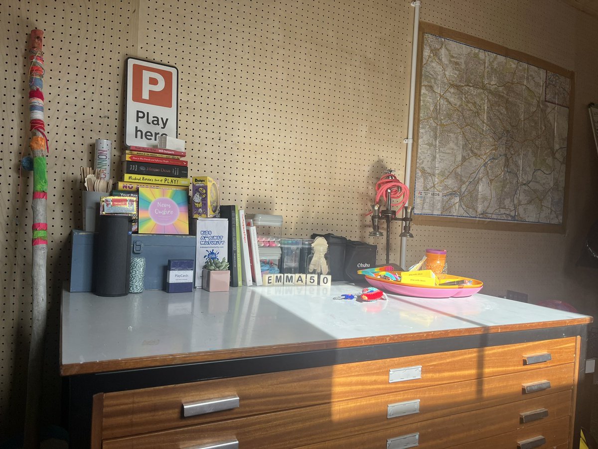 Some precious things &amp; found:
The infamous <a href="/griffics_play/">Sam Griffiths - Just Stop Oil</a> Play Here sign.
<a href="/ballantine70/">Matt Ballantine</a> Play Cards
<a href="/MichaelRosenYes/">Michael Rosen 💙💙🎓🎓 NICE 爷爷</a> Book of Play 
@TheArtHouseUK Candies 
<a href="/CounterPlayFest/">CounterPlay</a> The Power of Play
<a href="/BernieDeKoven/">Bernie DeKoven</a> Playful Path
Found map &amp; plan chest
My magic Summoning Staff 
<a href="/JaneZan/">Jane Zanzottera</a> bird