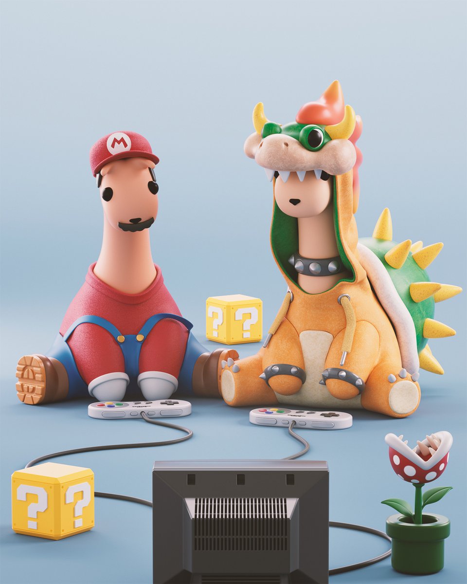 tinygiants3d's tweet image. Who is as excited for the new supermariomovie as these two cuties?! A small throwback to nintendoamerica &apos;s SNES console :)