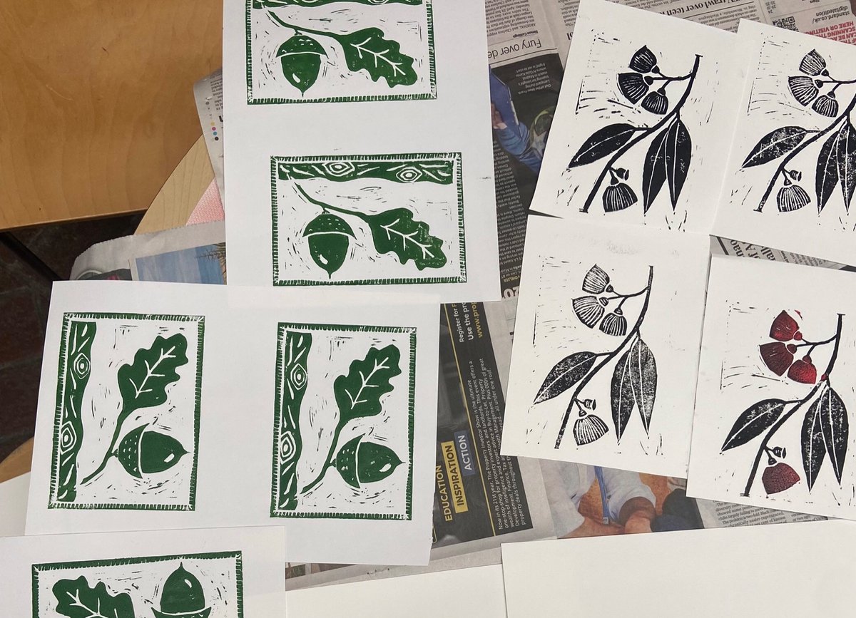 Love seeing the creativity of @uclh staff taking part in our lino-print short course. How brilliant are these!

#creativecomfort #hospitalarts