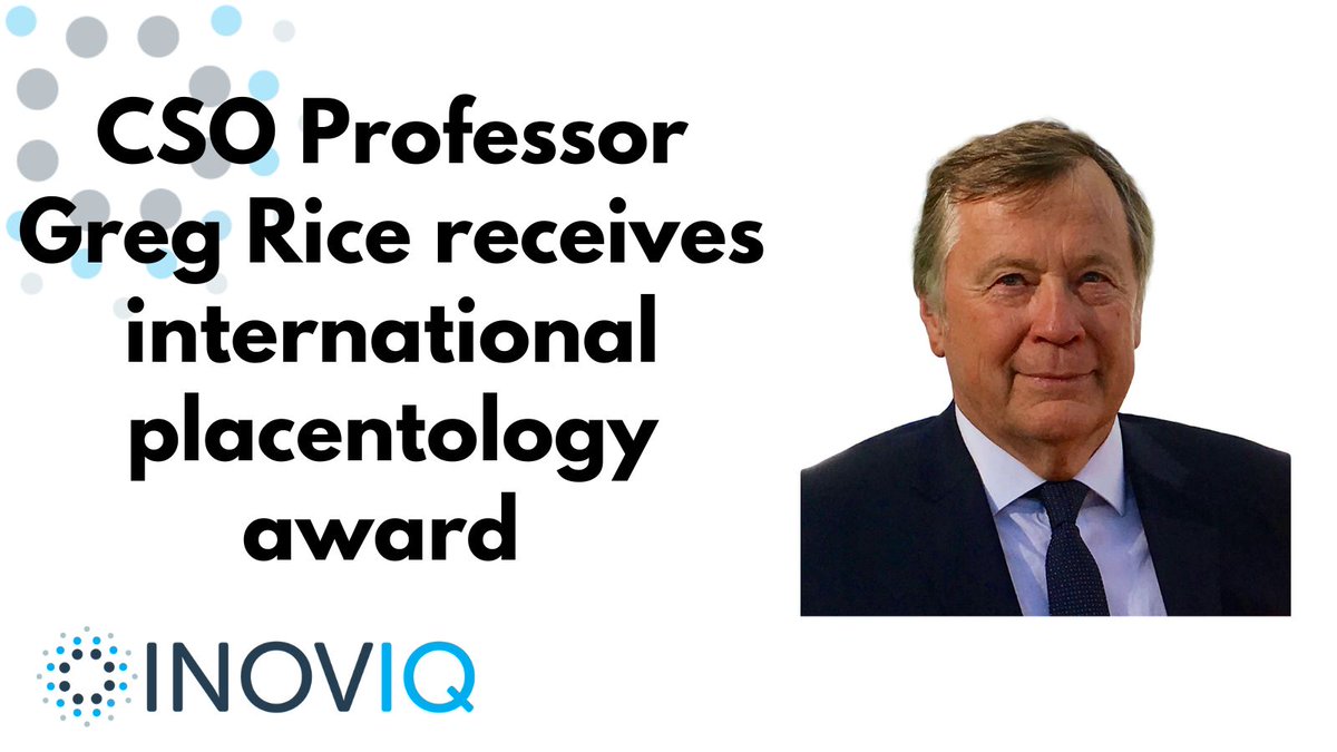 INOVIQLtd's tweet photo. Congrats to @INOVIQLtd’s CSO Prof Greg Rice who was awarded the "Joan Hunt IFPA Senior Award in Placentology" for his work around #exosomes in #obstetrical medicine and #diagnostics. More info here https://t.co/JDI9TVe3A3 https://t.co/zvGWOGATid