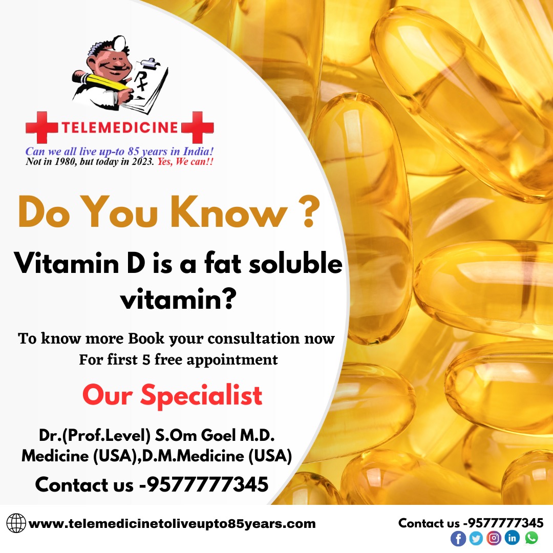 Do you know?

Vitamin D is a fat-soluble vitamin.

To know more Check our website:-telemedicinetoliveupto85years.com
Text on WhatsApp- 095777 77345
#telemedicine #nextstep #vitaminas #vitaminD #goodhealth #freetelemedicine #healtyfood #doctor