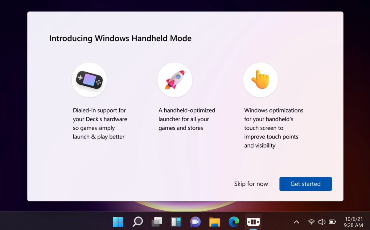 tomwarren's tweet photo. Microsoft is experimenting with a Windows gaming handheld mode for Steam Deck. The prototype includes UI improvements to the Xbox app, a game launcher, and much more 👀 Details here: https://t.co/TZQLxylLHy https://t.co/GSSvzkWluN