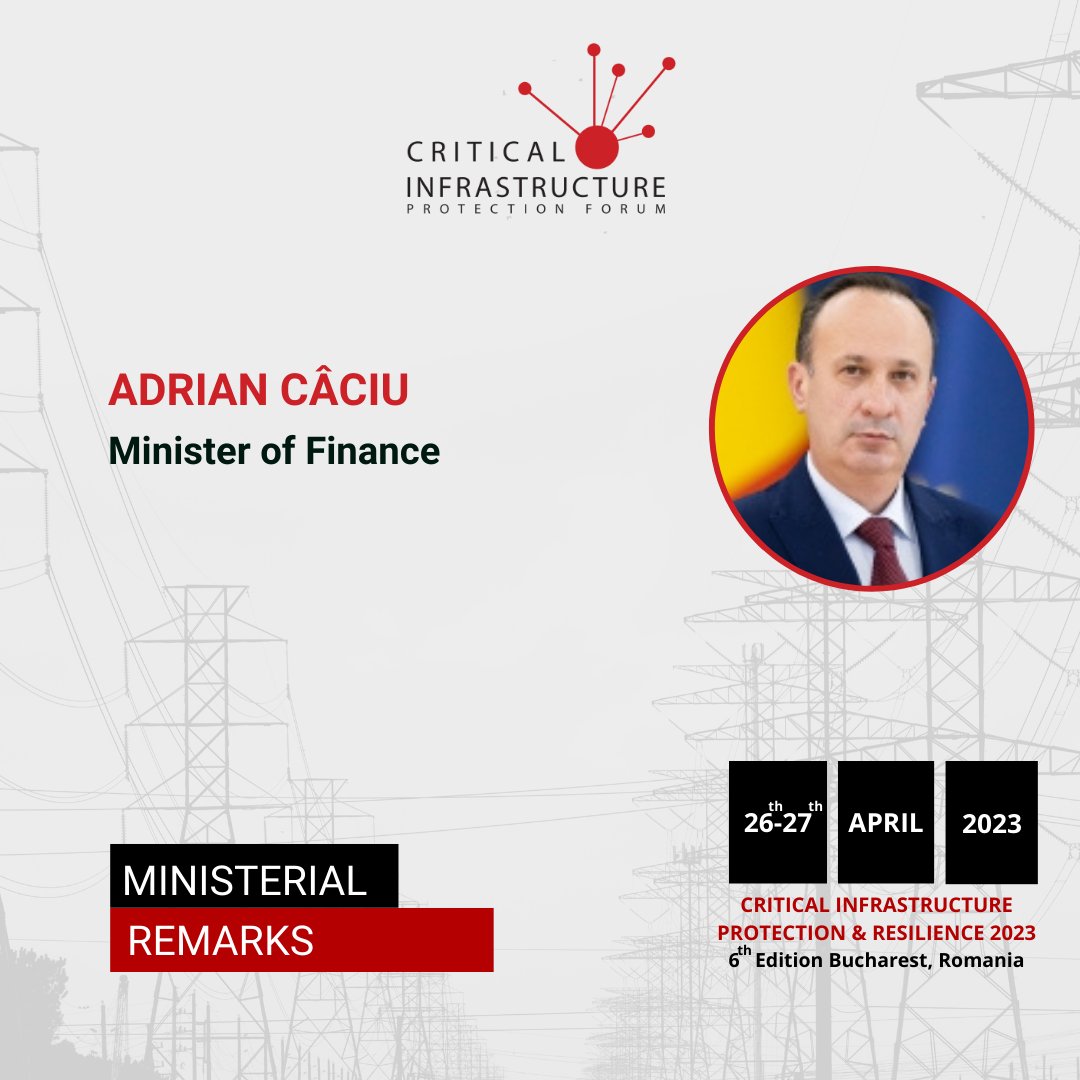 CipForum's tweet image. We are honoured to announce Mr. @AdrianCaciu , Minister of Finance, as a speaker during the event that will take place between April 26-27, 2023, at the Palace of Parliament.
Discover more about the event here: cip-forum.ro
#CIPForum #CIPForum6 #CriticalInfratructure