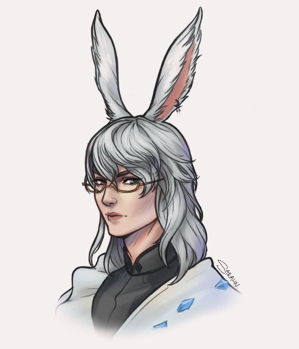 sofffkitty's tweet photo. i wanted character portraits of my bbs in the style of FF8/Tetsuya Nomura and @sarahndraws cooked, served, delivered and ATE 🥵 #FFXIV #fanart https://t.co/yTHf3H2LhN