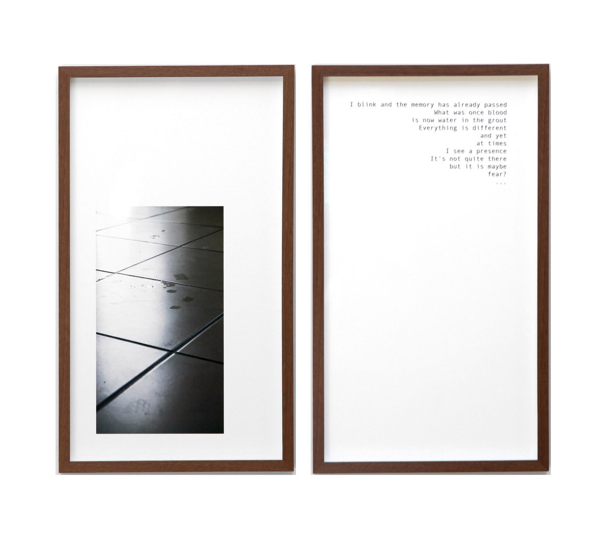 I blink and the memory has already passed by Emma Healy

Domestic nightmares and trauma of memory permeate the dialogue of her work. Her most recent work investigates the cognizance and acceptance of traumatic events and the influence of space and objects in the act of a trigger.