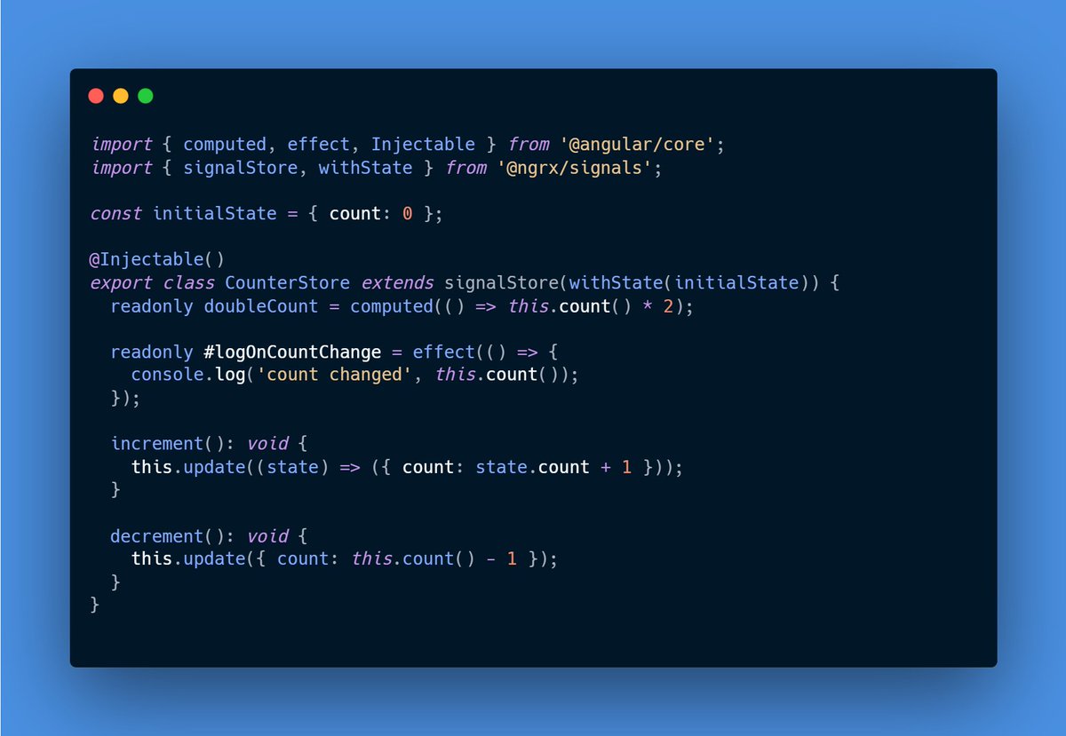 💡 In addition to the functional approach, with NgRx SignalStore we can also define stores as classes and still use its modular power to avoid the limitations of class-based state management solutions. 😎

👉 Playground project: github.com/markostanimiro…

#ngrx #angular #signals