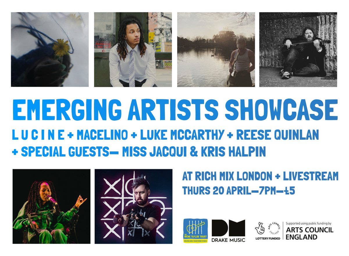 📢ONE WEEK TO GO!

#EmergingArtists Showcase with <a href="/Drake_Music/">Drake Music</a> ⭐️Thursday 20 April <a href="/RichMixLondon/">Rich Mix</a> or #livestream 

Join us for an inspirational evening of music from some extraordinary artists of the future 

⭐️£5 ▶️ bit.ly/ITTEAShowcase