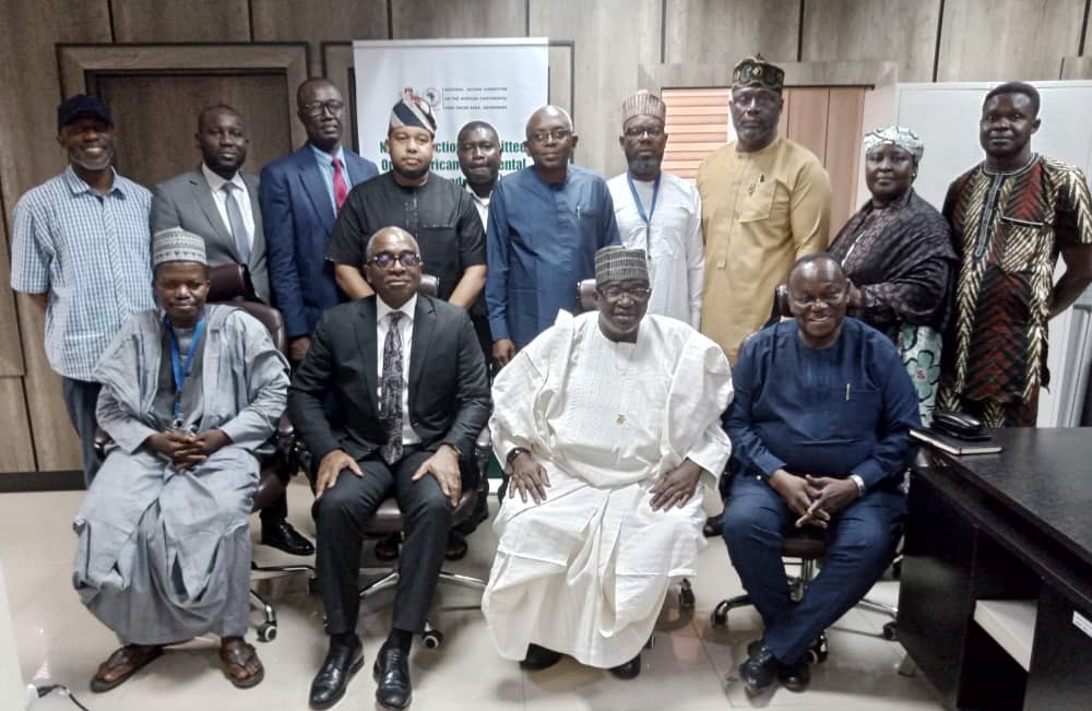 NACCIMA30's tweet photo. @NACCIMA30  AfCFTA Committee, led by Chairman, NACCIMA 2nd Deputy President, Engr. Jani Ibrahim, on a courtesy visit to National Action Committee (NAC) on AfCFTA. Received by Secretary, NAC on AfCFTA, Olusegun Awolowo, Abuja. April 12, 2023 
@segunawo @afreximbank @OfficialNEPC https://t.co/bcOy3X0FIy