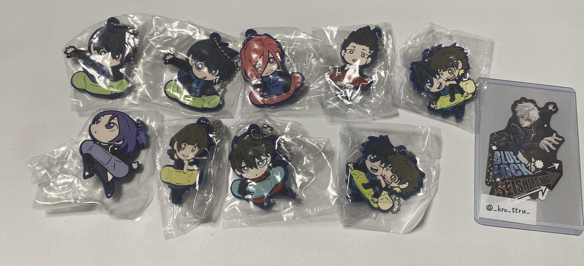 _kro_ttru_'s tweet photo. <交換> ブルーロック キャラばんちょうこう ラバーマスコット

譲 : 潔×2、千切、馬狼、潔＆蜂楽×2、御影、蜂楽×2、凛

求 : 凪

※ 蜂楽ですが、写真には１個しか写っていないですがもう１個ございます💦 https://t.co/BicYznAXlM