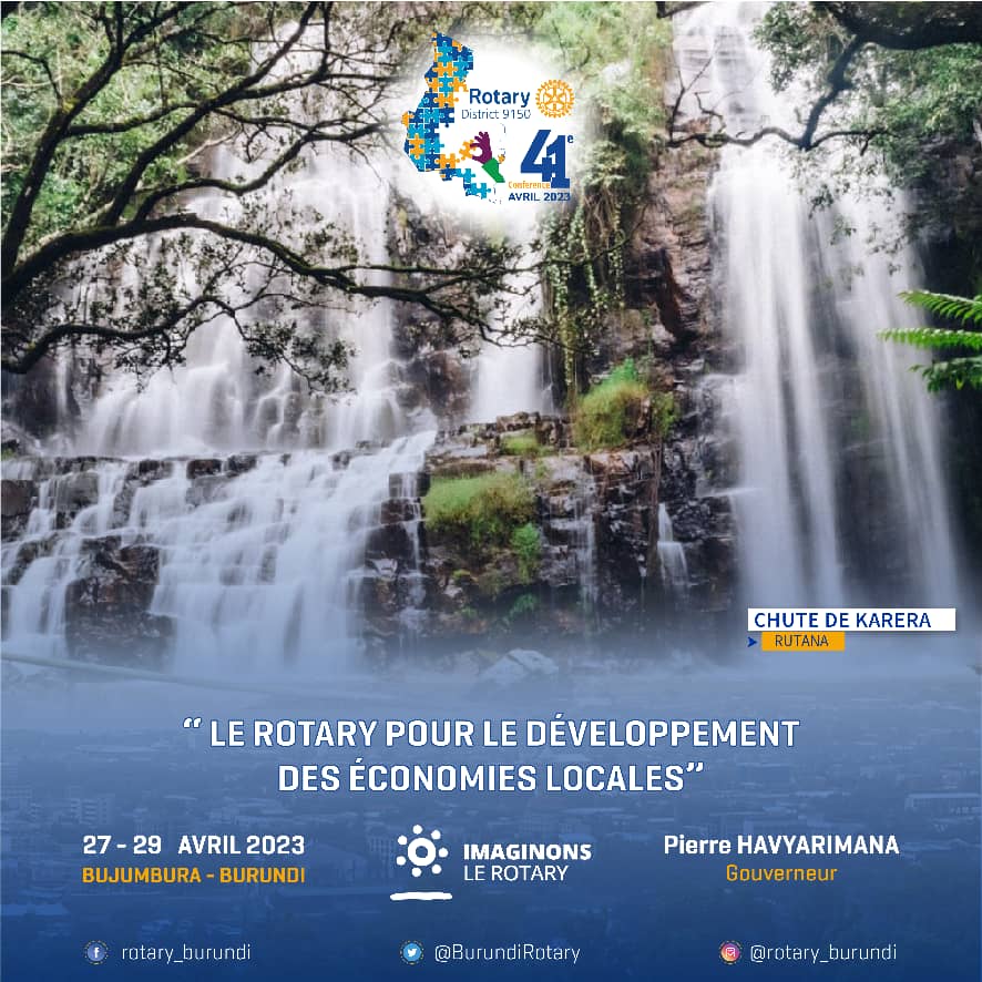 Les chutes de Karera, au sud-est du Burundi, offrent un merveilleux spectacle à ses visiteurs.
Étendues sur 142 ha, elles sont subdivisées en six branches et réparties sur trois paliers.🥰🌳🌿☘️

#41è_CDD_Bujumbura
#District9150
#Rotaryburundi
#Rotaractburundi
#Imaginonslerotary