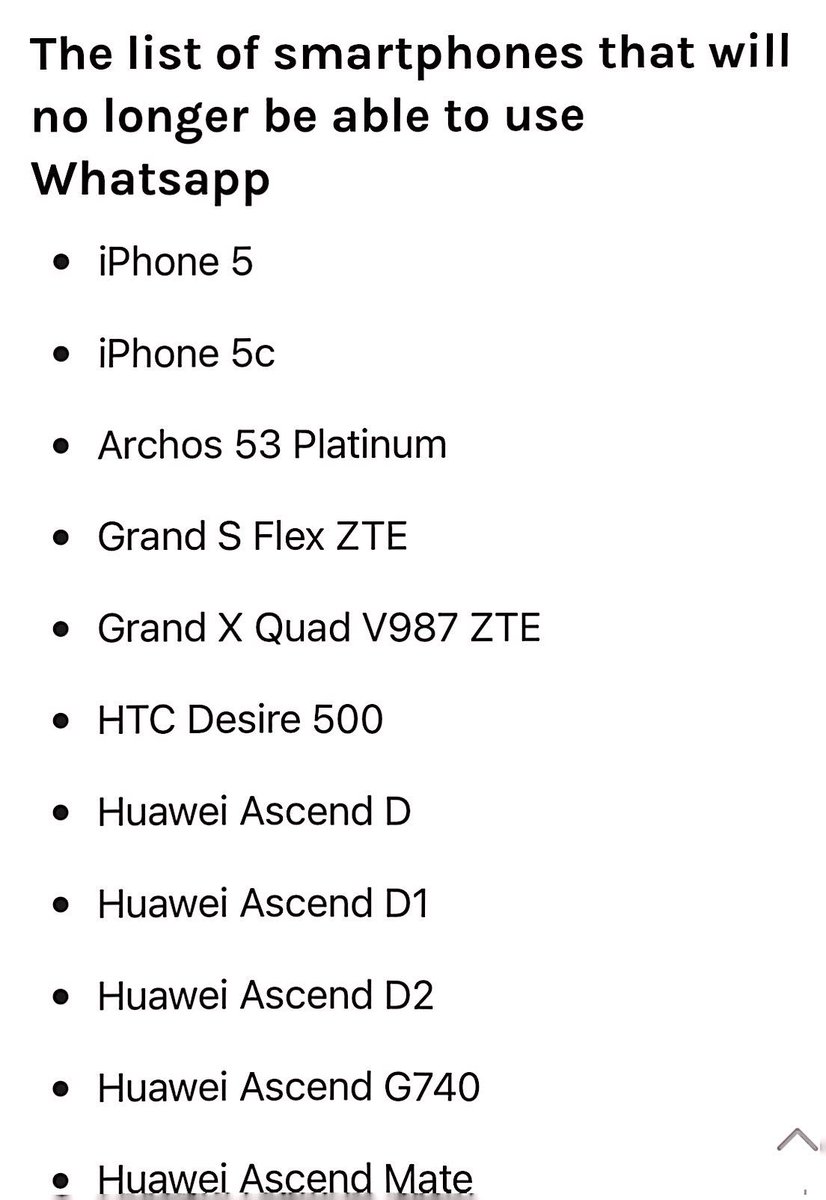 yasini_tech's tweet photo. The list of smartphones that will no longer be able to use Whatsapp until December 2023 https://t.co/2Y5LMztExi