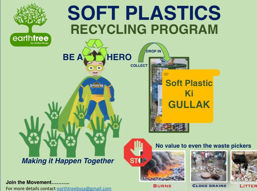 Get your communities to start Recycling Soft Plastics till the companies can stop using these plastics. Running this program across Gurugram.Connect if you wish to start <a href="/MunCorpGurugram/">MCG</a> <a href="/OfficialGMDA/">GMDA</a> <a href="/ulbharyana/">Directorate of Urban Local Bodies, Haryana</a>