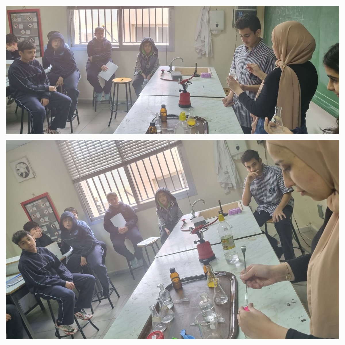 TahaniDandashli's tweet photo. Grade 7 students are verifying different chemical reactions and their signs.
@SihamNoueiry @MakassedSaida
#Lab_work https://t.co/LHxSTNfs86